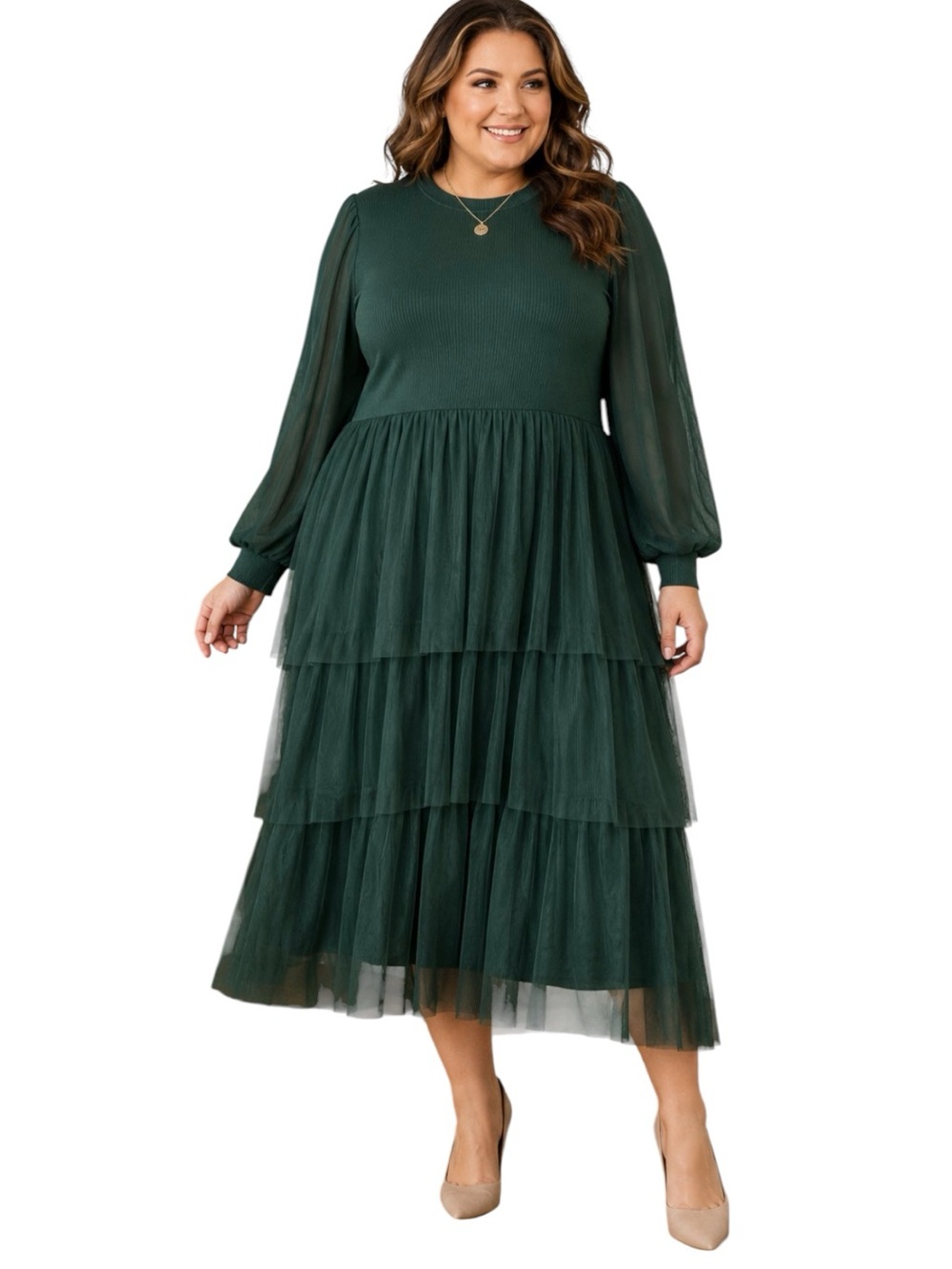 Ivy City Co Forest Green Tiered Maxi Dress